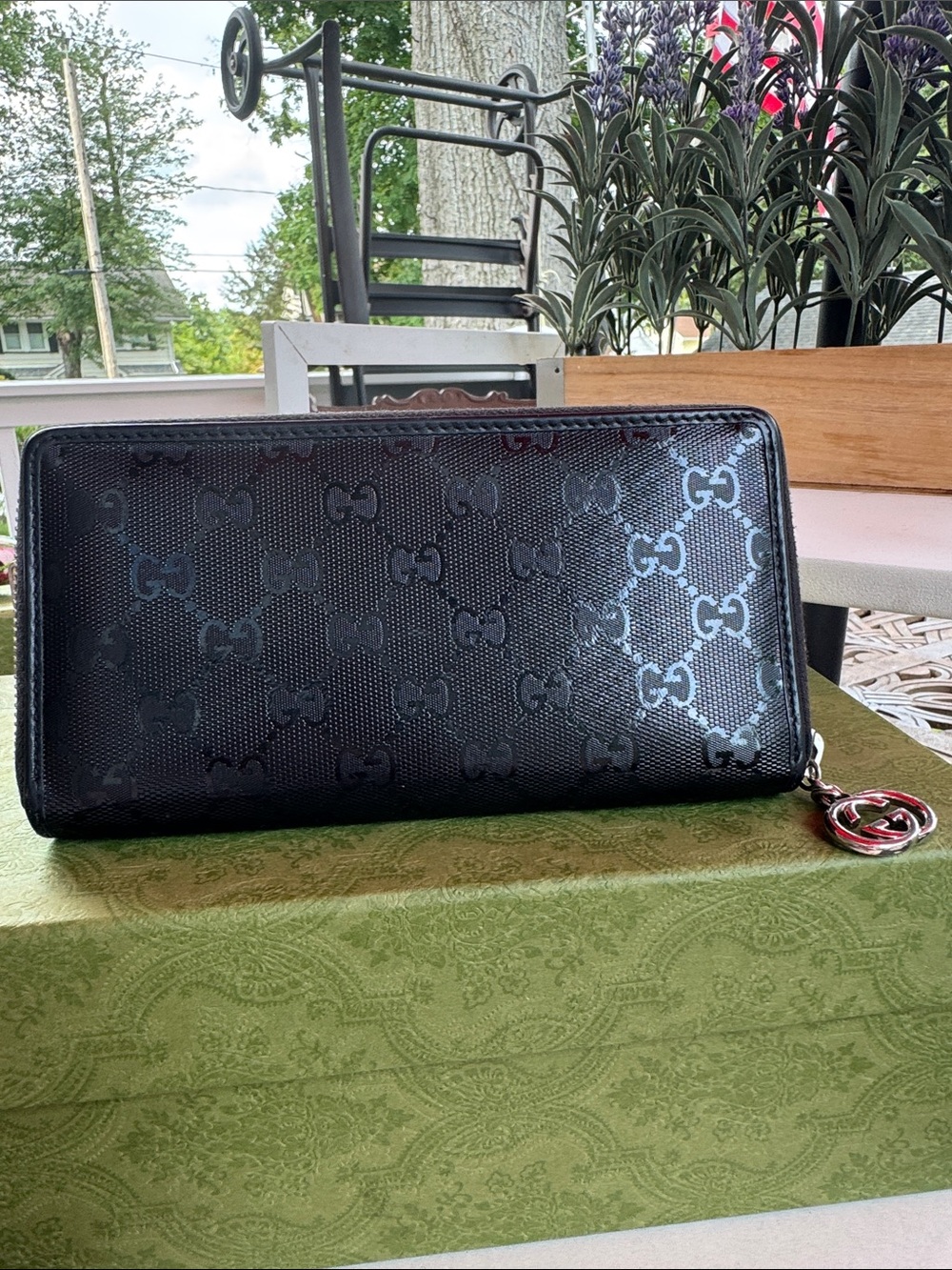 Gucci GG Imprime Monogram Black Long Zip Around Wallet